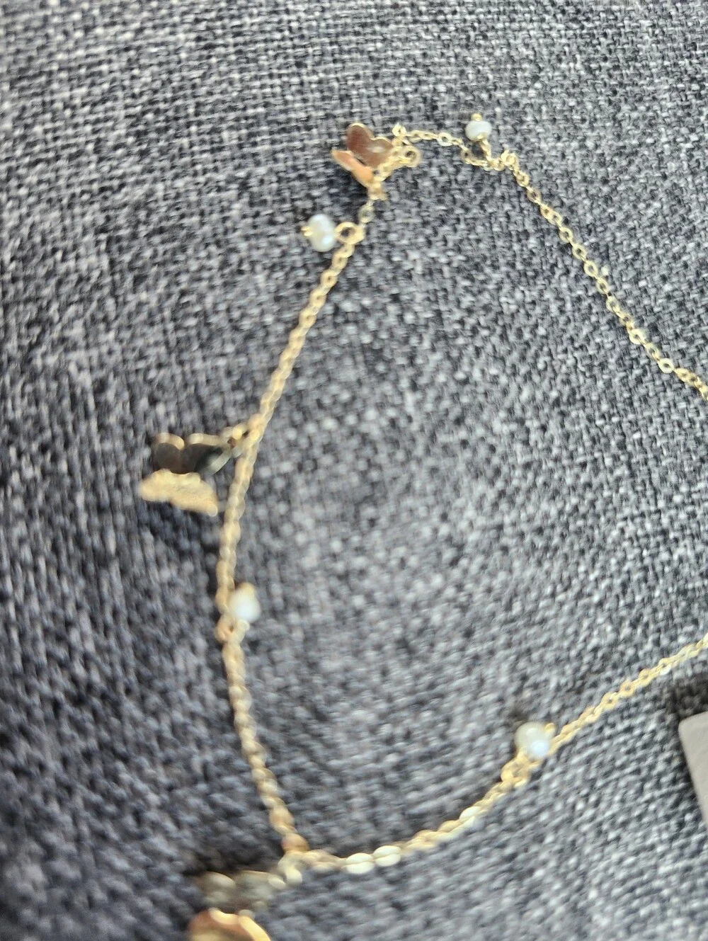 10k Delicate Gold Butterfly  Bracelet with Pearls 7